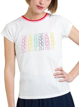 T-Shirt Naf Naf arc-en-ciel Blanc pour Femme