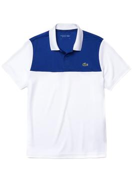 Polo Lacoste Block Ultra Dry Blanc et Bleu