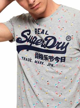 T-Shirt Superdry Vintage Logo Gris pour Homme