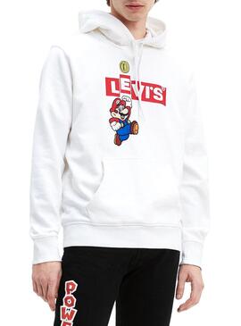 Sweat Levis Super Mario Hoodie Blanc Homme