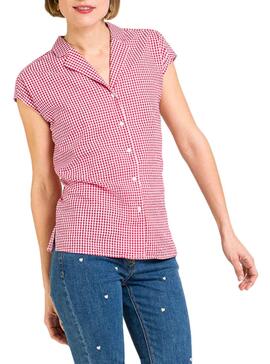 Chemise Naf Naf Cadres Vichy Rouge pour Femme