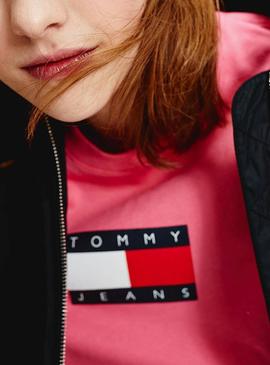 T-Shirt Tommy Jeans Flag Rosa pour Femme