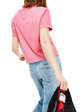 T-Shirt Tommy Jeans Flag Rosa pour Femme