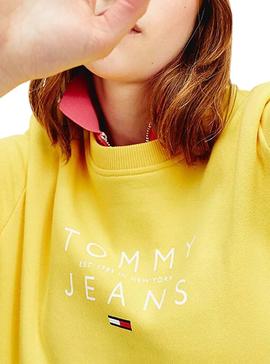 Sweat Tommy Jeans Fruit Jaune pour Femme