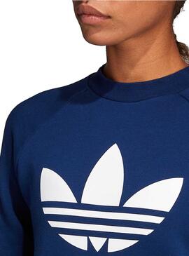Sweat Adidas Trefoil Crew Femme Bleu Foncé