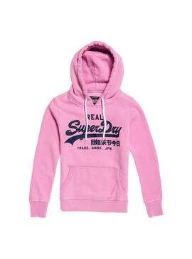 Sweat Superdry V Logo Sport Femme Rose