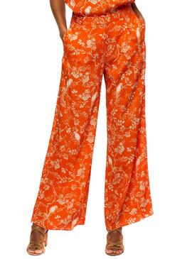 Pantalon Naf Naf Palazzo Floral Orange