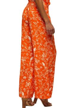 Pantalon Naf Naf Palazzo Floral Orange