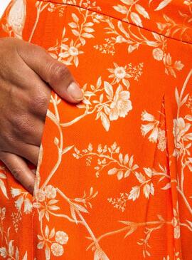 Pantalon Naf Naf Palazzo Floral Orange