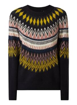 Pull Superdry Maggi Farisle Bleu marine pour Femme