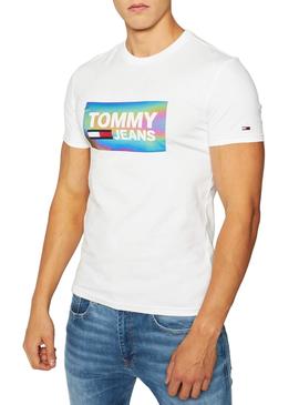 T-Shirt Tommy Jeans Iridiscente Blanc Homme