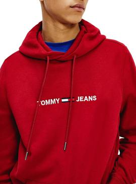 Sweat Tommy Jeans Hoodie Rouge pour Homme
