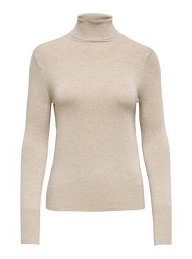 Pull Only Venice Beige Rollneck pour Femme