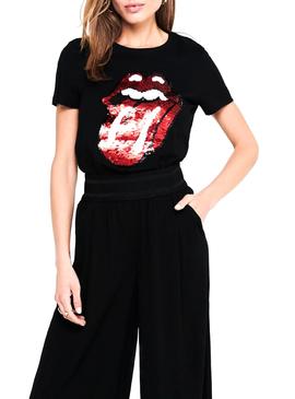 T-Shirt Only Rolling Stones Noire pour Femme