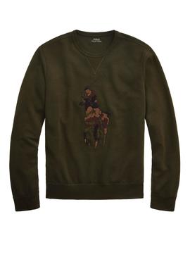 Sweat Polo Ralph Lauren Big Pony Vert Homme