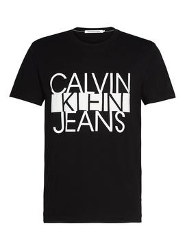 T-Shirt Calvin Klein Colorblock Stripe Noire