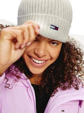 Bonnet Tommy Hilfiger Basic Flag Gris pour Femme