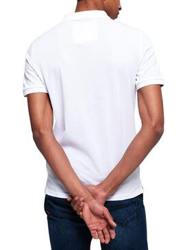 Polo Superdry Homme blanc mercerisé