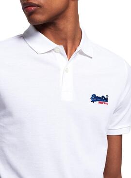 Polo Superdry Homme blanc mercerisé