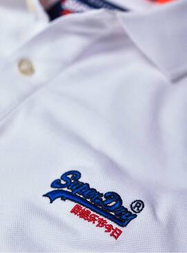 Polo Superdry Homme blanc mercerisé