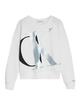 Sweat Calvin Klein Monogram Blanc pour Fille