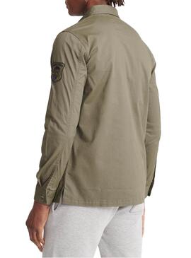 Chemise Superdry Military Patched Vert Homme