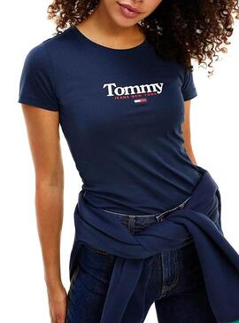 T-Shirt Tommy Jeans Essential Bleu marine pour Femme