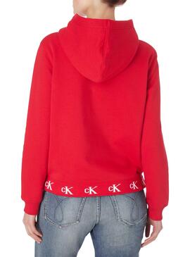 Sweat Calvin Klein Logo Trim Rouge pour Femme