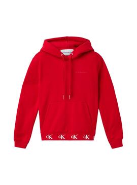 Sweat Calvin Klein Logo Trim Rouge pour Femme