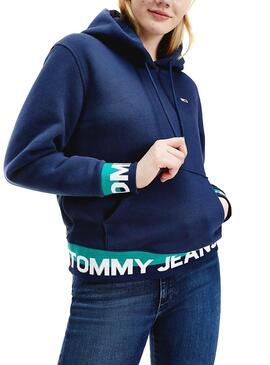 Sweat Tommy Jeans Branded Hem Bleu marine pour Femme