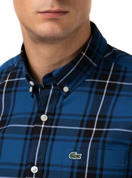 Chemise Lacoste Popelin Bleu pour Homme