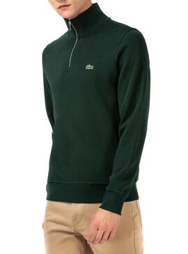 Sweat Lacoste Col roulé Vert pour Homme