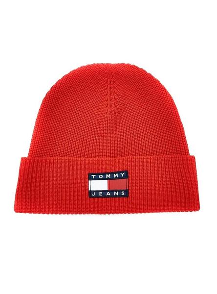 Bonnet Tommy Jeans Heritable Rouge pour Homme Femme