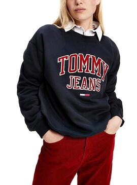 Sweat Tommy Jeans Collegiate Noire pour Femme