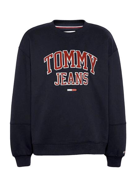 Sweat Tommy Jeans Collegiate Noire pour Femme