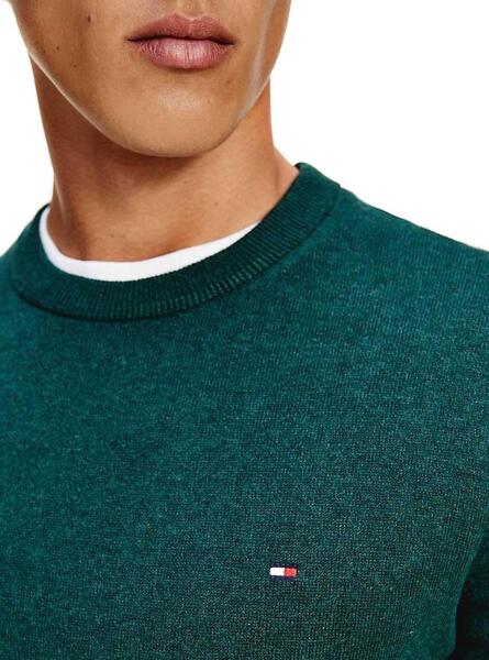 Pull Tommy Hilfiger Pima Vert pour Homme