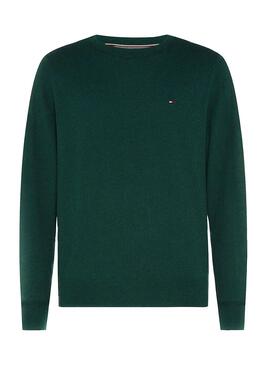 Pull Tommy Hilfiger Pima Vert pour Homme