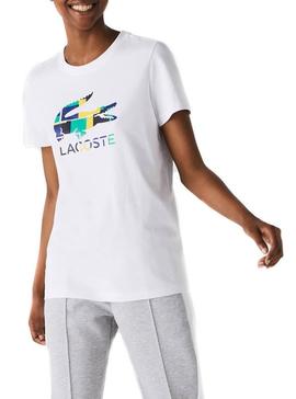 T-Shirt Lacoste Sport Block Croc Blanc Femme