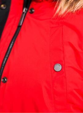 Parka Superdry Nadare Microfibre Rouge Femme