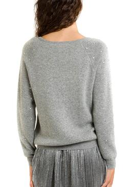 Pull Naf Naf Pedreria Gris pour Femme