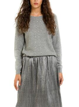 Pull Naf Naf Pedreria Gris pour Femme