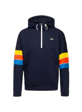 Sweat Lacoste Triple Bande Bleu marine pour Homme