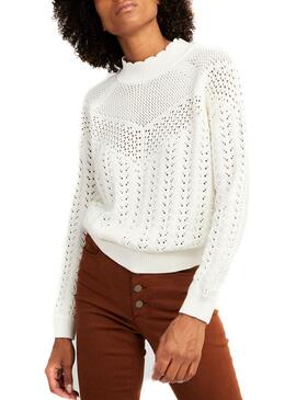 Pull Naf Naf Troquelados Beige pour Femme