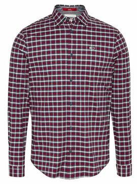 Chemise Tommy Jeans Popeline extensible Rouge Homme