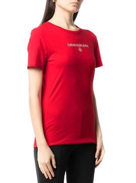 T-Shirt Calvin Klein Round Rouge pour Femme