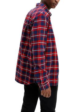 Chemise Flanelle Tommy Jeans Rouge pour Homme