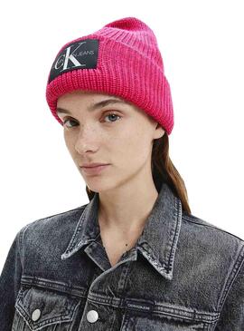 Bonnet Knitted Calvin Klein en mohair rose pour Femme