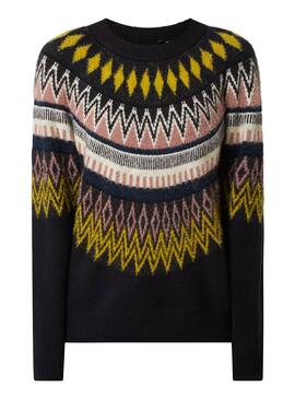 Pull Superdry Maggi Farisle Bleu marine pour Femme