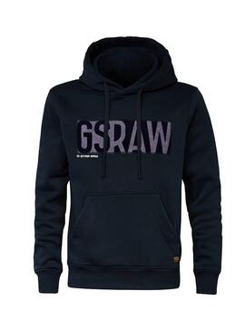 Sweat G Star Raw Applique Bleu pour Homme