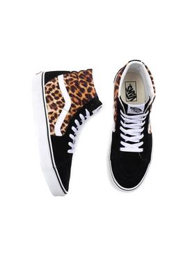 Baskets Vans Sk8-Hi Leopard Noir pour Femme